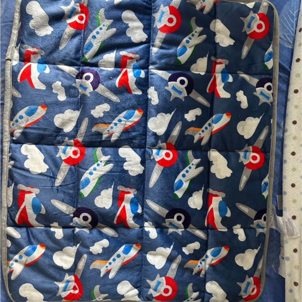 Blue Rocket and Cloud Patterned Blanket
